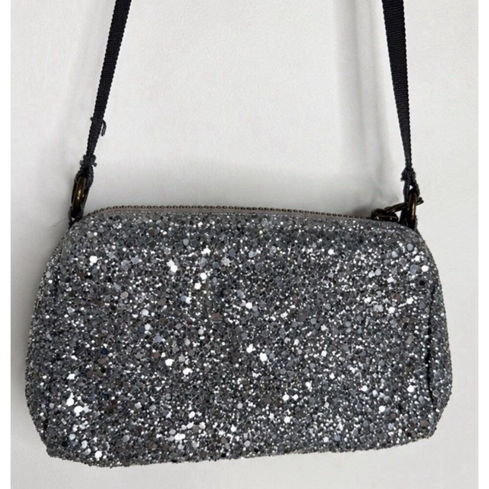 Crewcuts Silver Glitter Mini Crossbody Bag Sparkly Party Shoulder Purse
